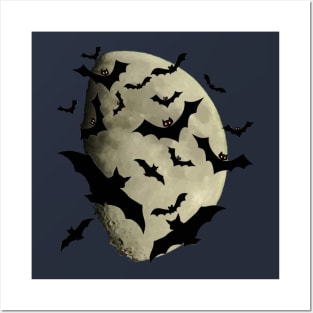 Halloween Bats and Haunting Moon Posters and Art